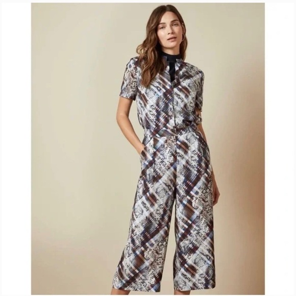 TED Baker Balay Wide Leg Printed Jumpsuit in Quartz - Picture 3 of 15